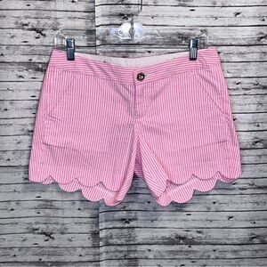 Lilly Pulitzer Buttercup Scalloped Hem Shorts Yarn Dyed Stripe Seersucker